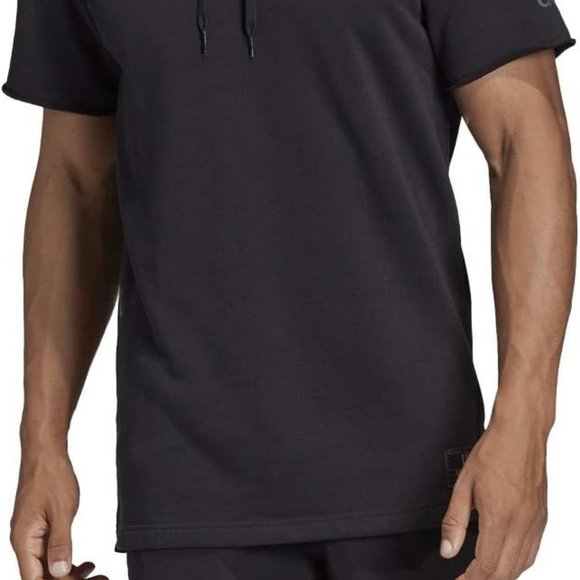 NWT ADIDAS MEN'S USA VOLLEYBALL SHORT RAW HEM SLEEVE BLACK HOODIE XS - Picture 5 of 11